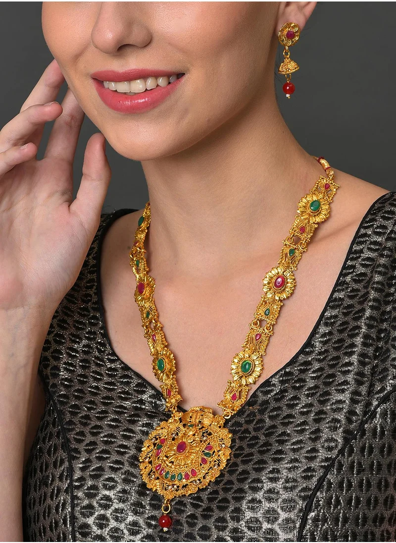 SOHI Red & Green Contemporary Jewellery Set