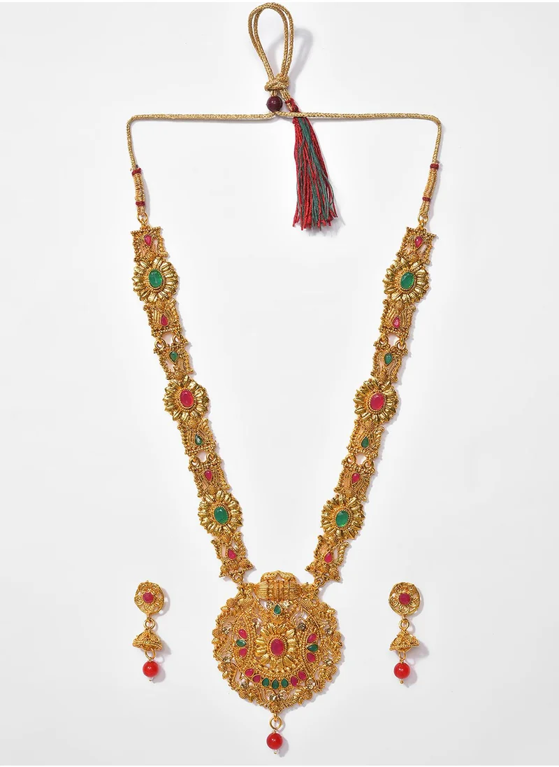 SOHI Red & Green Contemporary Jewellery Set