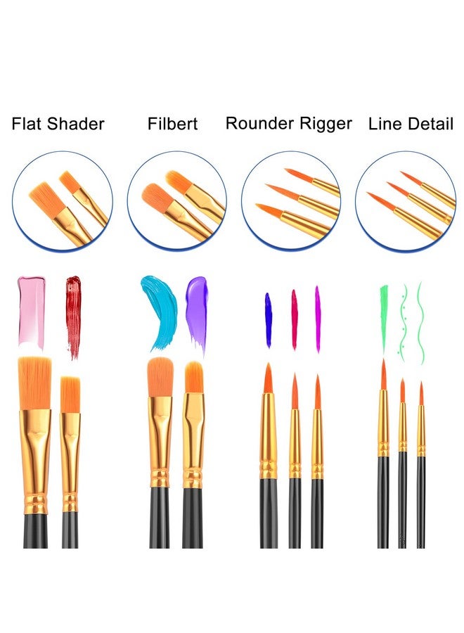 ESRICH Acrylic Paint Brushes Set, 24 Packs / 240 Pcs Watercolor Brushes,Nylon Brush Head, for Oil Painting, Gouache, Face,Ceramics etc, Kid's and Adults Painting Arts and Crafts Sets.(Black) - Image 3