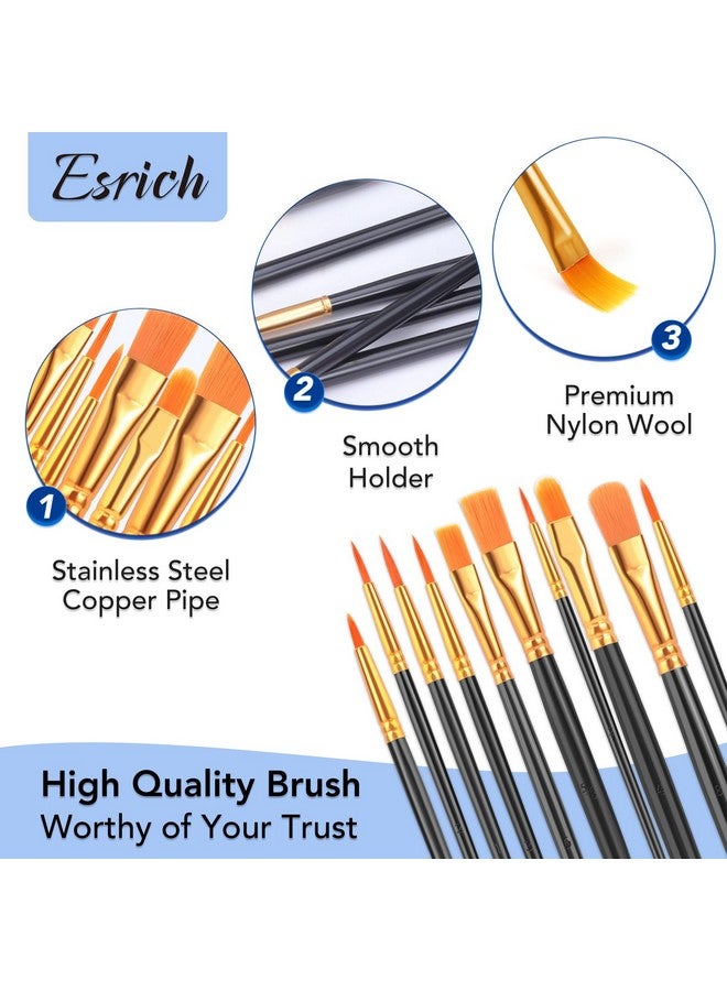 ESRICH Acrylic Paint Brushes Set, 24 Packs / 240 Pcs Watercolor Brushes,Nylon Brush Head, for Oil Painting, Gouache, Face,Ceramics etc, Kid's and Adults Painting Arts and Crafts Sets.(Black) - Image 5