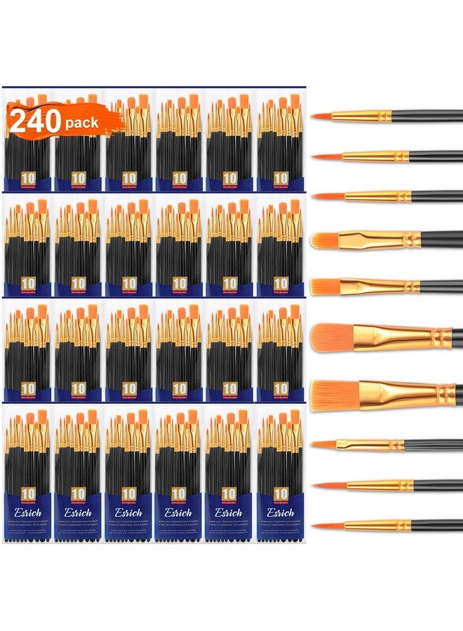 ESRICH Acrylic Paint Brushes Set, 24 Packs / 240 Pcs Watercolor Brushes,Nylon Brush Head, for Oil Painting, Gouache, Face,Ceramics etc, Kid's and Adults Painting Arts and Crafts Sets.(Black) - Image 1