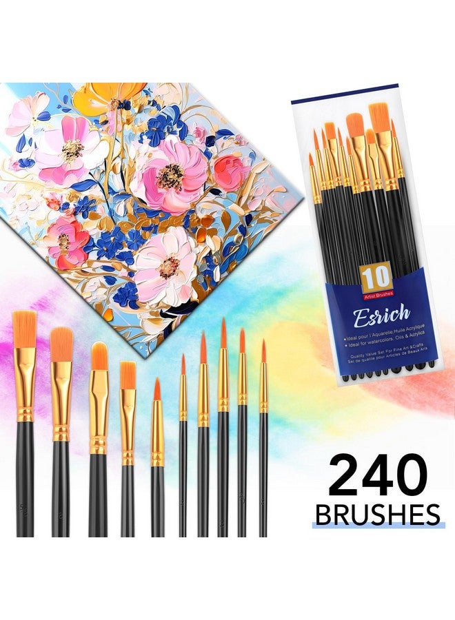 ESRICH Acrylic Paint Brushes Set, 24 Packs / 240 Pcs Watercolor Brushes,Nylon Brush Head, for Oil Painting, Gouache, Face,Ceramics etc, Kid's and Adults Painting Arts and Crafts Sets.(Black) - Image 4