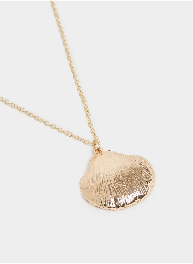 Styli Faux Pearl Detail Shell Pendant Necklace  - Image 5