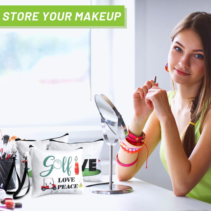 Skylety 9 Pieces Golf Gift Cosmetic Bags Golf Makeup Bag Pouch Cosmetic Toiletry Organizer Case for Golfer Team Ladies(Normal Style) - Image 4