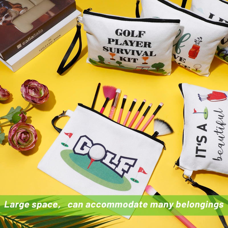 Skylety 9 Pieces Golf Gift Cosmetic Bags Golf Makeup Bag Pouch Cosmetic Toiletry Organizer Case for Golfer Team Ladies(Normal Style) - Image 3