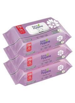 Extra Hygiene Wipes Baby Softening Lavender 70+10 Wet Wipes 3 pcs