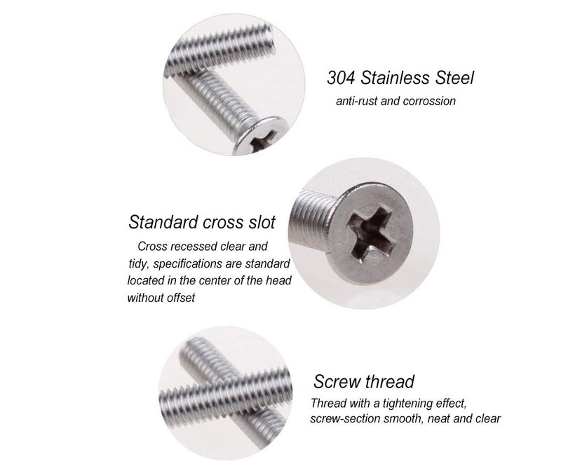 binifiMux 940pcs M2 M3 M4 M5 Phillips Countersunk Flat Head Machine Screws Hex Nuts Flat Washers Assortment - Image 4