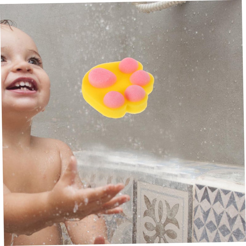Paw Shaped Bath Sponges Soft Exfoliating Bathing Tools For Kids Gentle Skin Cleaning - Image 5