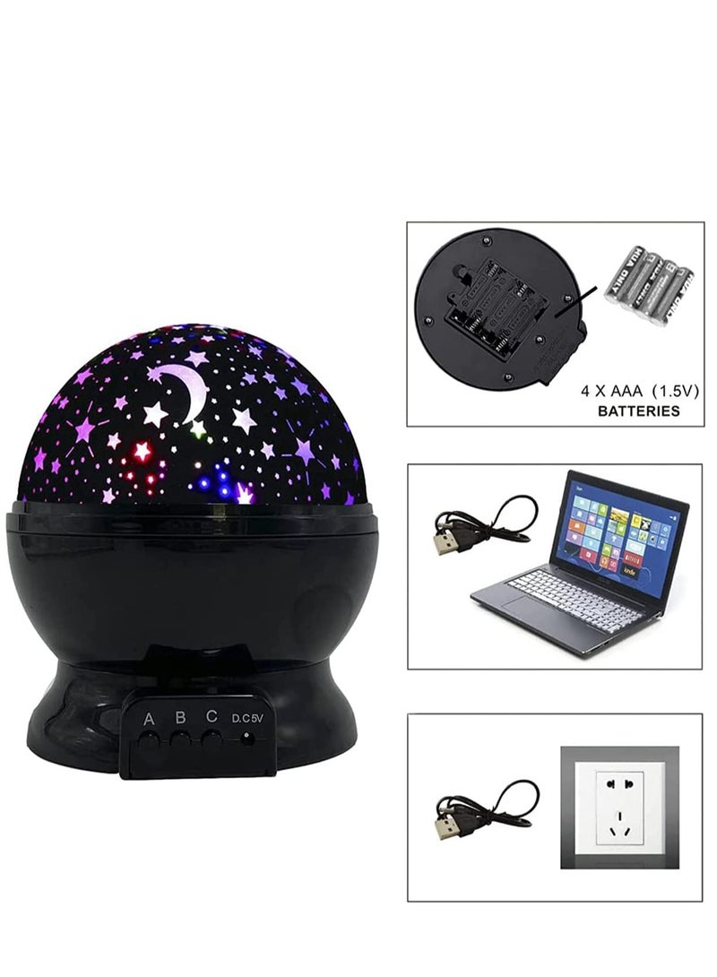 SYOSI مصباح أطفال ليلي نجمي دوار 360 درجة بروجيكتور نجوم 4 LEDs 8 ألوان متغيرة مع كابل USB الأفضل للأطفال وغرفة النوم والحفلات  - Image 5