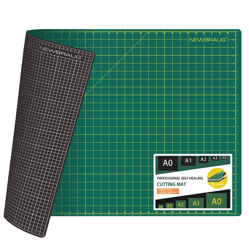 NEWBRAUG 24 36 Large Self Healing Gridded Rotary Cutting Mat Big Double Sided 5Ply Cutting board for Sewing Quilting Craft Fabric ScrapbookingGreenBlack