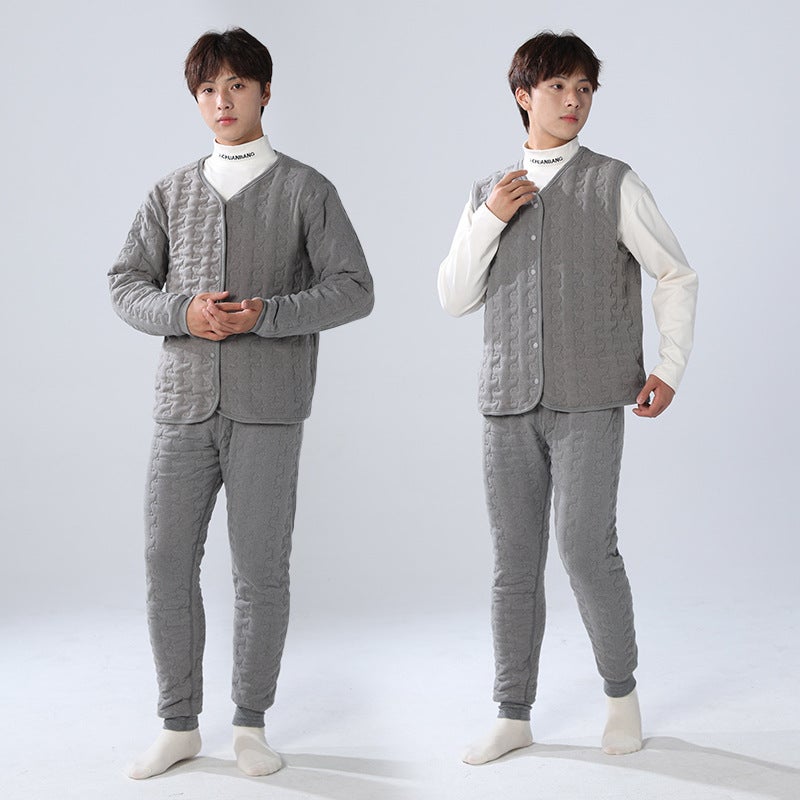 Men'S Big Children'S School Uniform Artifact Cotton-Padded Clothes Liner Fleece-Lined Thickened Thermal Underwear Suit Wear Junior High School Students Cotton-Padded Coat - Image 5