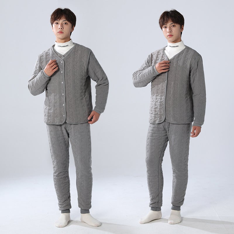 Men'S Big Children'S School Uniform Artifact Cotton-Padded Clothes Liner Fleece-Lined Thickened Thermal Underwear Suit Wear Junior High School Students Cotton-Padded Coat - Image 3