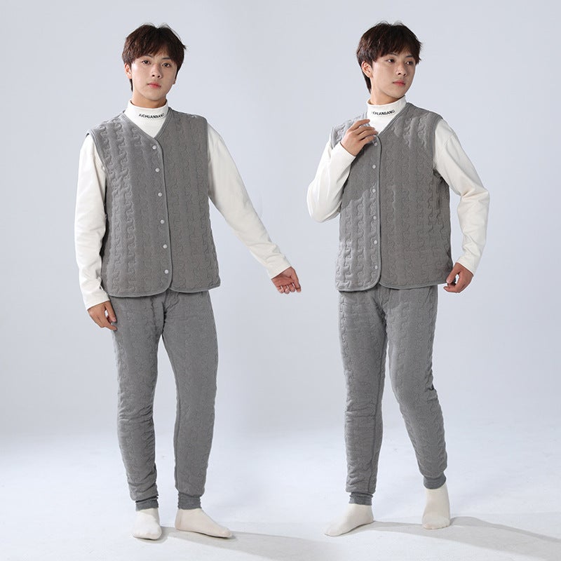 Men'S Big Children'S School Uniform Artifact Cotton-Padded Clothes Liner Fleece-Lined Thickened Thermal Underwear Suit Wear Junior High School Students Cotton-Padded Coat - Image 1