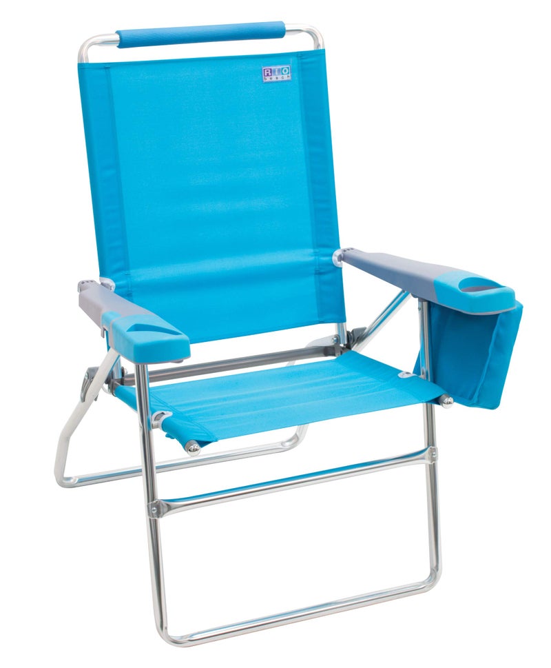 Rio Brands 17" Extended Height 4-Position Folding Beach, Camping, Lawn Chair, Turquoise - Image 1
