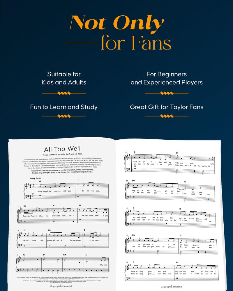 Hal Leonard 40 Taylor Swift Songs - Really Easy Piano Songbook | Easy Piano Sheet Music with Lyrics and Performance Tips | Beginner Pop Music Book for Students, ... Iconic Hits (Really Easy Piano; Hal Leonard) - Image 2