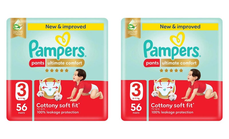 بامبرز Pampers Ultimate Comfort Pants Diapers Size 3, 56's x 2 - Image 1