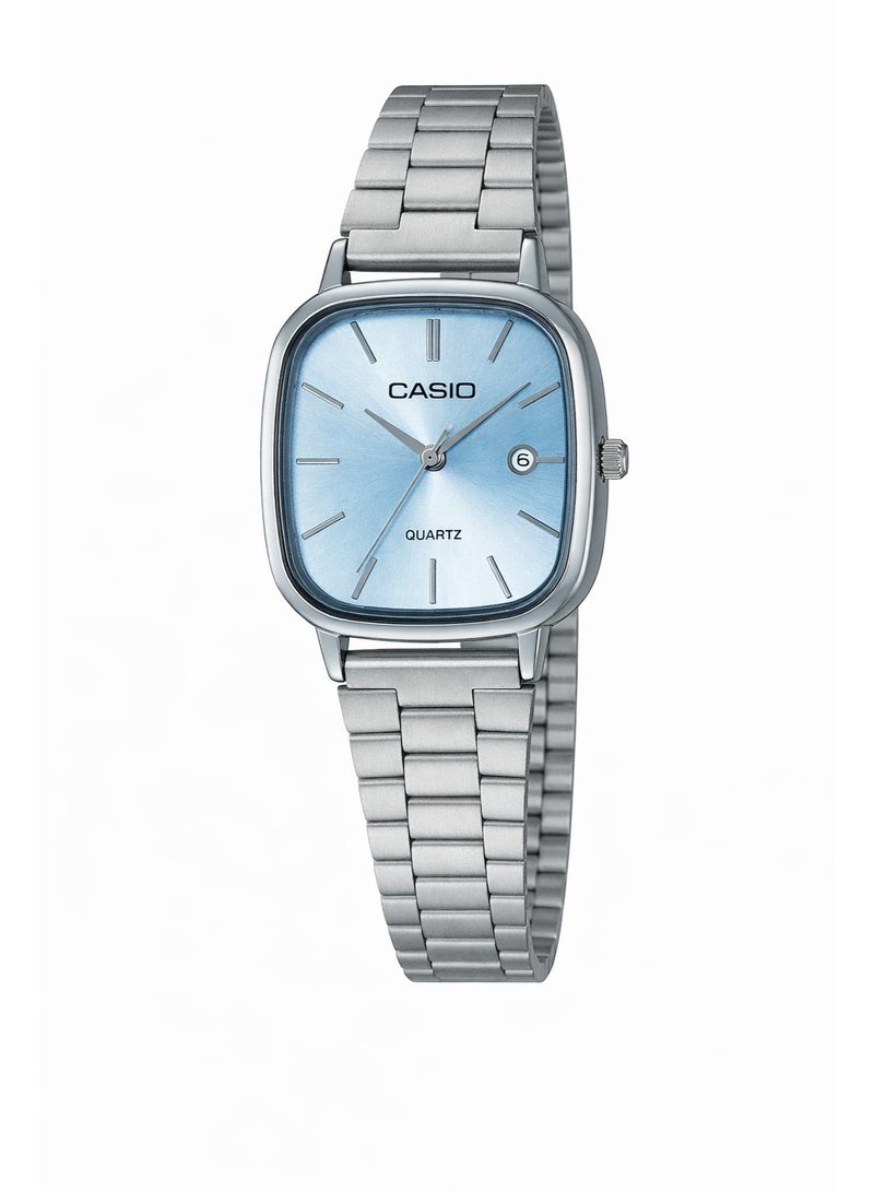 كاسيو ساعة يد كاسيو حريمي كوارتز – سوار ستانلس ستيل فضي ومينا أزرق فاتح
