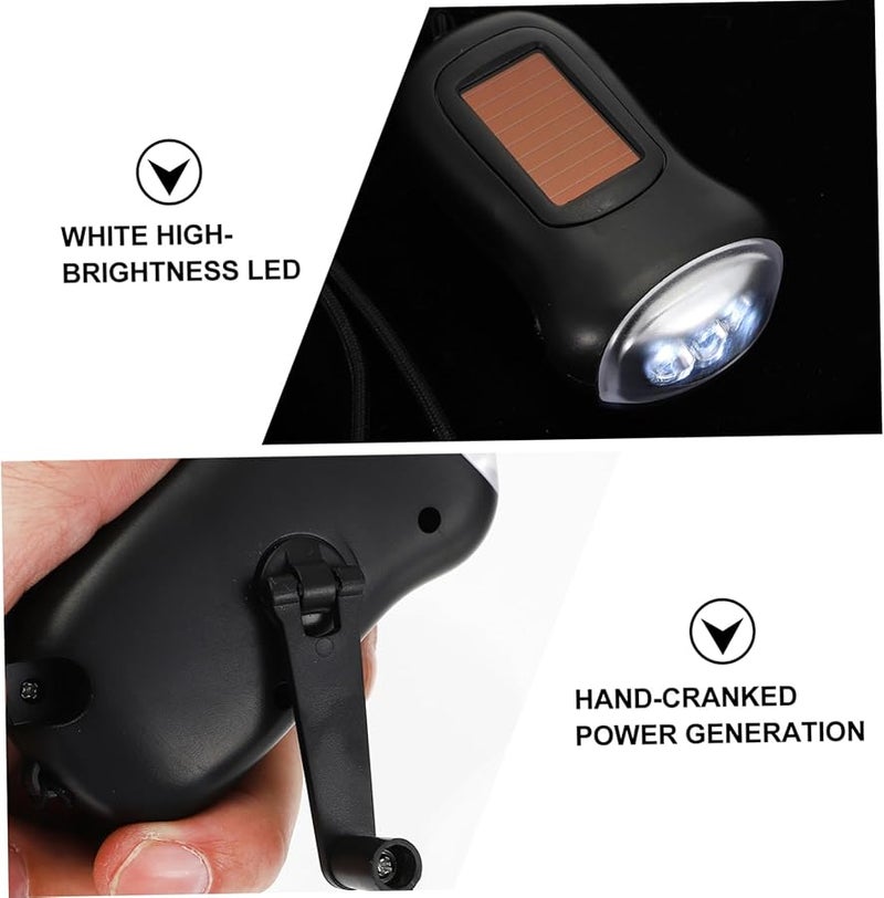 Jojofuny 2pcs Black Hand Crank Emergency Flashlight Rechargeable Long Distance Outdoor Light - Image 4