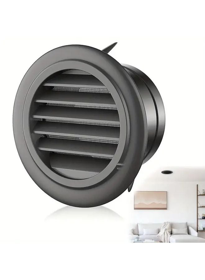 Black 4 Inch Round Soffit Vent Cover with Fly Screen Easy Installation - Image 2