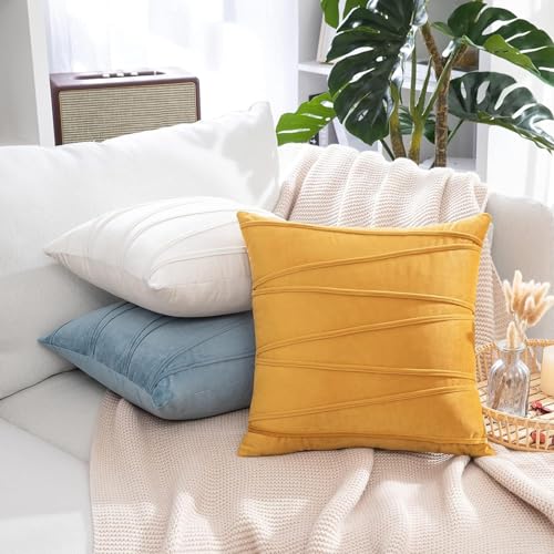 Khooti Velvet Striped Cushion Cover Pack of 1-26"X26"/66X66 Cm | Ice Blue | Soft Pillow Covers Cushion Case for Sofa Bedroom Living Room Chair Car, Cushion Cover with Zig Zag Pattern - Image 4