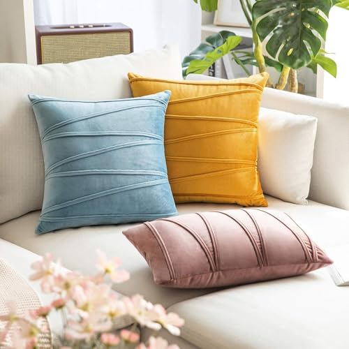 Khooti Velvet Striped Cushion Cover Pack of 1-26"X26"/66X66 Cm | Ice Blue | Soft Pillow Covers Cushion Case for Sofa Bedroom Living Room Chair Car, Cushion Cover with Zig Zag Pattern - Image 5
