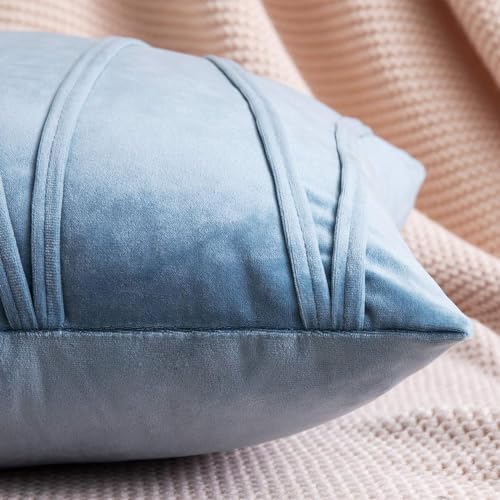 Khooti Velvet Striped Cushion Cover Pack of 1-26"X26"/66X66 Cm | Ice Blue | Soft Pillow Covers Cushion Case for Sofa Bedroom Living Room Chair Car, Cushion Cover with Zig Zag Pattern - Image 3