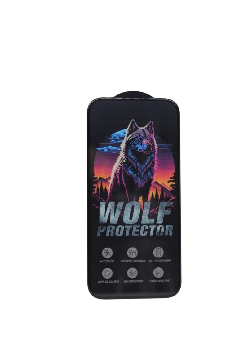 CFS C.F.S Wolf Protector Design Tempered Glass Screen Protector for Apple iPhone 16 Pro - Clear & Black - Image 1