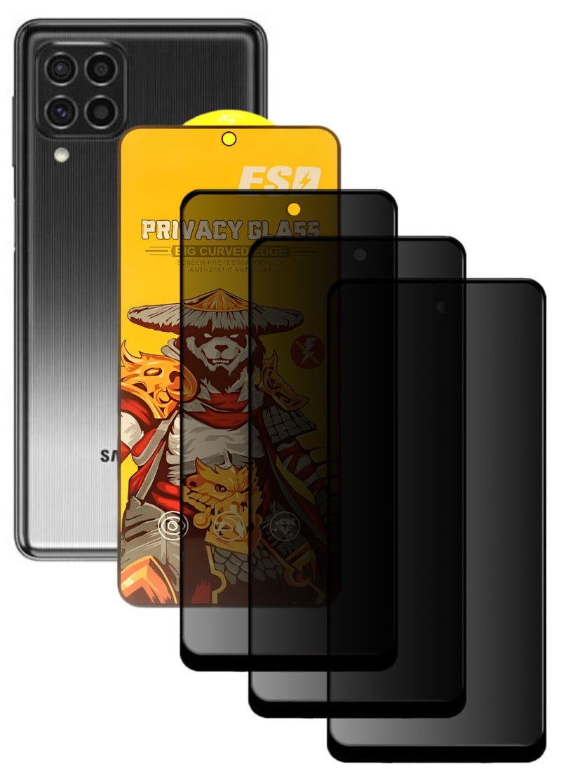 ESD 3 Pieces Tempered Dustproof Privacy Glass Screen Protector Compatible For Samsung Galaxy F62 - Image 1