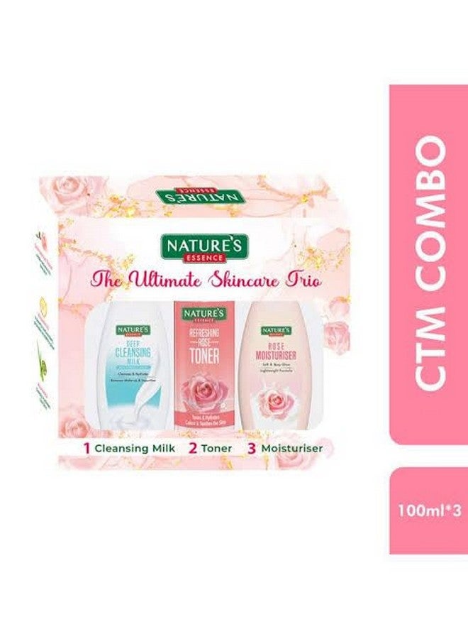 Nature's Essence Ctm Combo - The Ultimate Skincare Trio, Cleansing Milk - Toner - Moisturiser, 300Ml