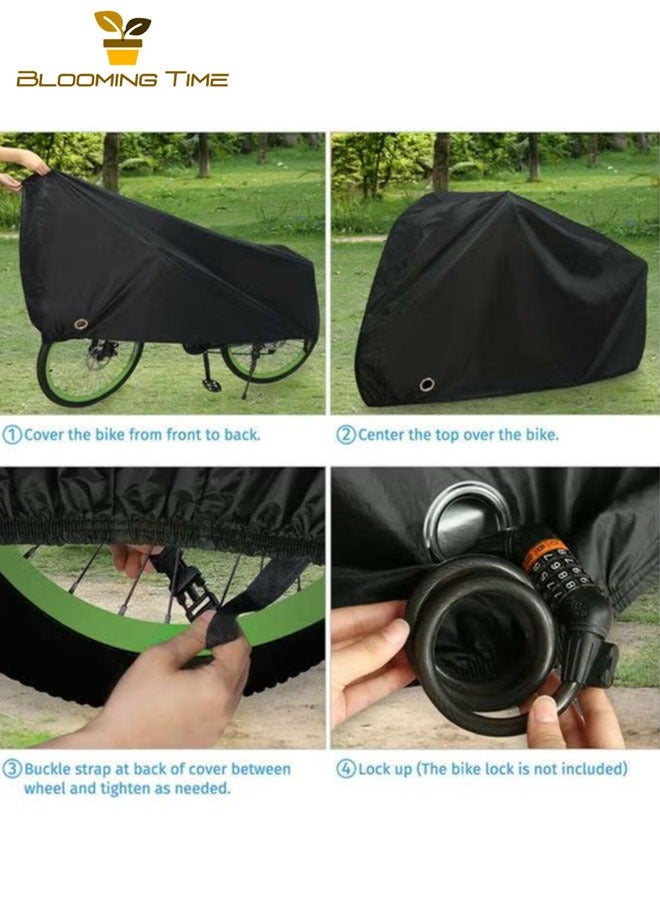 BLOOMING TIME Bicycle cover waterproof and dustproof outdoor indoor bicycle protector with keyhole (black) 0.315kg - Image 2