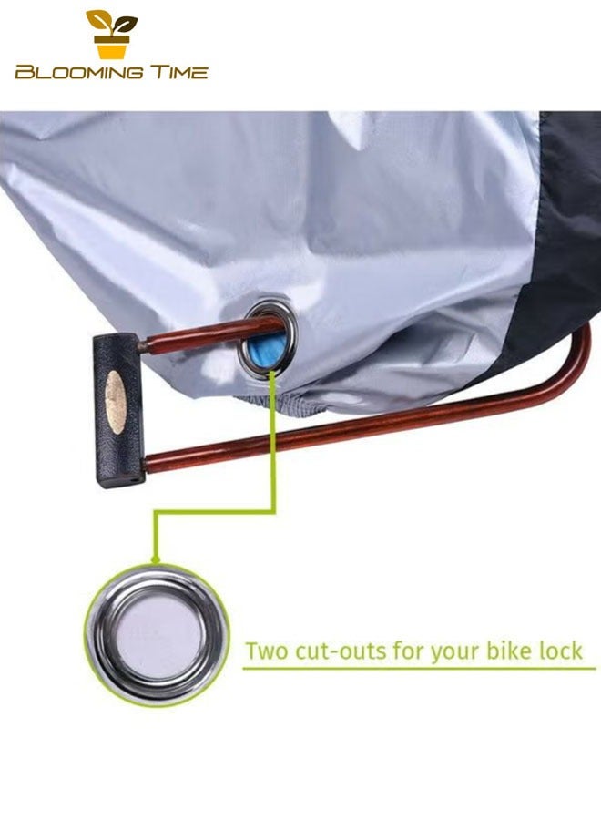 BLOOMING TIME Bicycle cover waterproof and dustproof outdoor indoor bicycle protector with keyhole (black) 0.315kg - Image 3