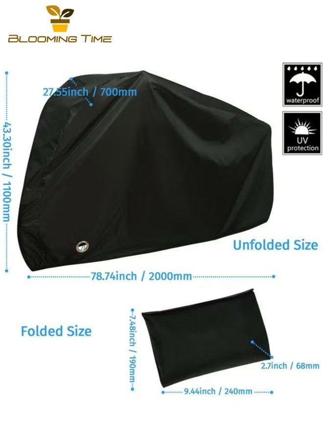 BLOOMING TIME Bicycle cover waterproof and dustproof outdoor indoor bicycle protector with keyhole (black) 0.315kg - Image 5