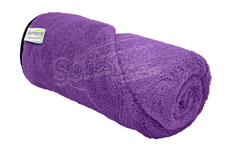 SOFTSPUN Microfiber Bath Towel 500 GSM 1 pc 70X140cm Purple Ultra Absorbent Super Soft Lightweight Quick Drying for Men Women Daily Use Extra Large Size Unisex - Image 2