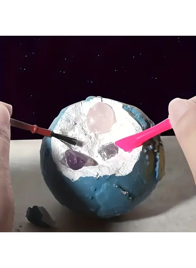 مجموعة حفر الأحجار الكريمة للأطفال لعبة علم الفضاء STEM مع كرات الكوارتز - Image 1