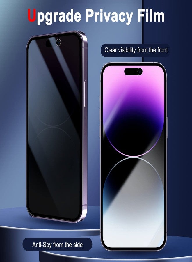 YMHML 2 Pack Compatible for iphone 14 Pro Max Privacy Screen Protector + 2 Pack iphone 14 Pro Max Camera Lens Protector, Anti Spy Tempered Glass Privacy Screen Compatible for iphone 14 Pro Max (6.7 Inch), Easy Installation - Image 2