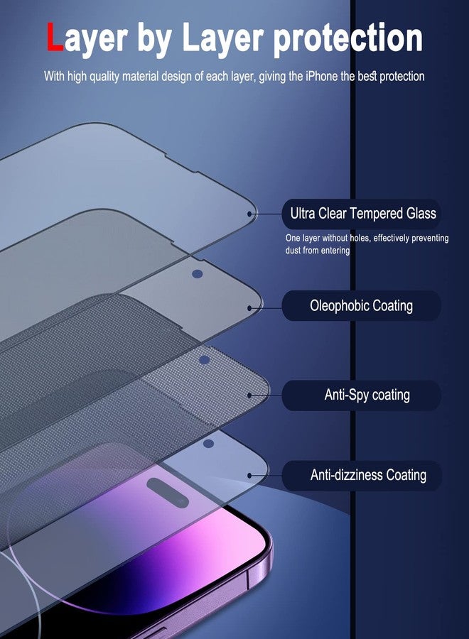 YMHML 2 Pack Compatible for iphone 14 Pro Max Privacy Screen Protector + 2 Pack iphone 14 Pro Max Camera Lens Protector, Anti Spy Tempered Glass Privacy Screen Compatible for iphone 14 Pro Max (6.7 Inch), Easy Installation - Image 5