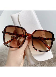 2024 New Gradient Sunglasses Female Ins Big Box Fashion Retro Square Sunglasses for Women Trendy Gafas De Sol Mujer-Lenses Color:DM tea