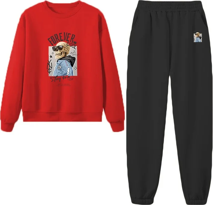 دوغ فش Tracksuit Set Oversize Forevercool Printed Tracksuit Set,lover,couple Combination Red