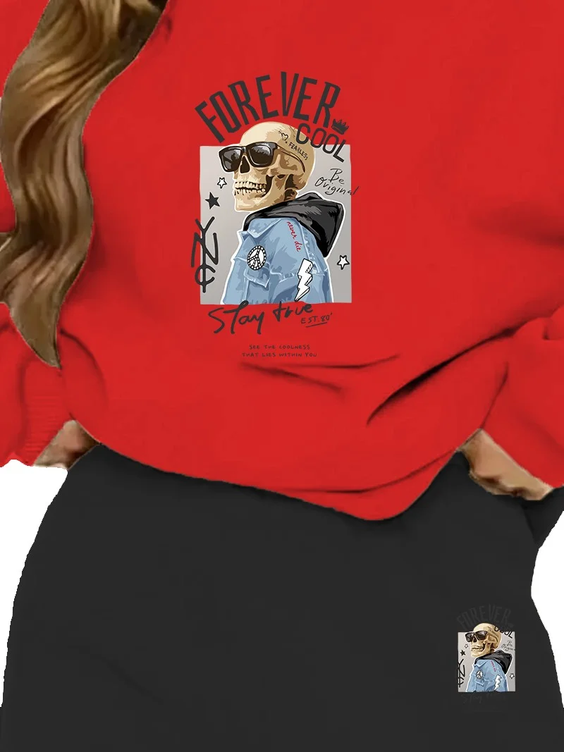 دوغ فش Tracksuit Set Oversize Forevercool Printed Tracksuit Set,lover,couple Combination Red