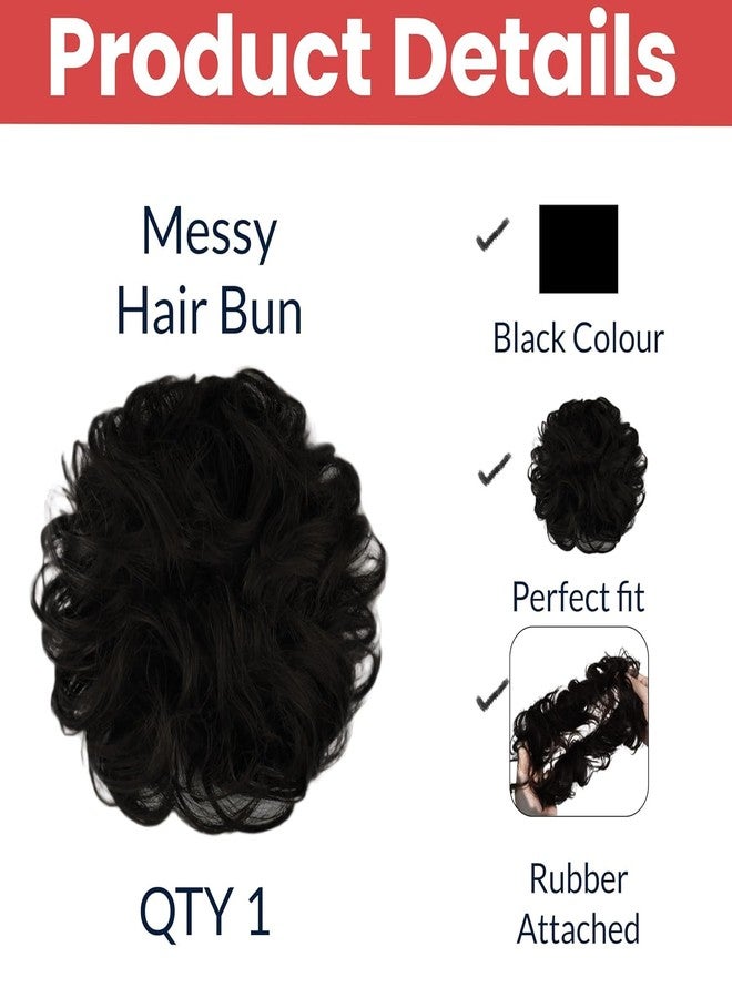 click2shop إكسسوارات شعر أنيقة للنساء من كليك تو شوب - تسريحات شعر جودا للنساء - وصلات شعر على شكل كعكة فوضوية - ربطات شعر صناعية على شكل دونات لصنع الكعكة - مع شريط مطاطي مرن - أسود - عبوة من قطعة واحدة - Image 2