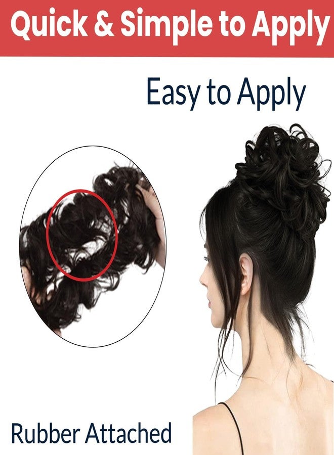 click2shop إكسسوارات شعر أنيقة للنساء من كليك تو شوب - تسريحات شعر جودا للنساء - وصلات شعر على شكل كعكة فوضوية - ربطات شعر صناعية على شكل دونات لصنع الكعكة - مع شريط مطاطي مرن - أسود - عبوة من قطعة واحدة - Image 4