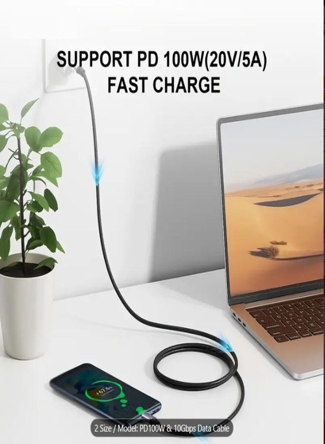 FUJISHKA 100W USB Type-C to Type-C Cable (2Meter) – Ultra-Durable Metal Housing, USB 3.1 Fast Charging & High-Speed Data Transfer, Ideal for Smartphones, Tablets, and Laptops - Image 3