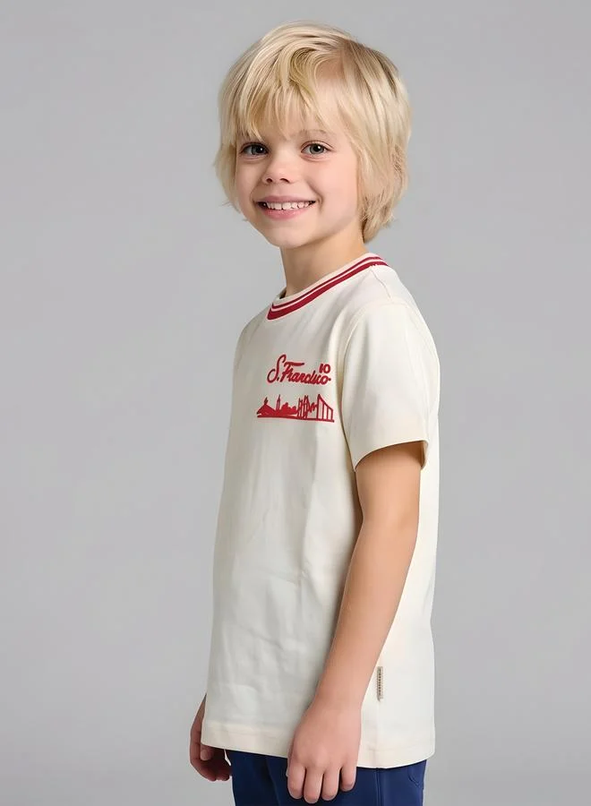 Take Two  Boys Regular City T-Shirt with Contrast Tipped Rib By Juniorloom for Men | Best Price UAE