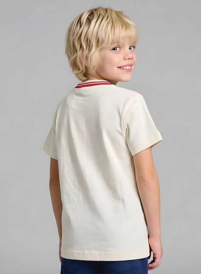 Take Two  Boys Regular City T-Shirt with Contrast Tipped Rib By Juniorloom for Men | Best Price UAE