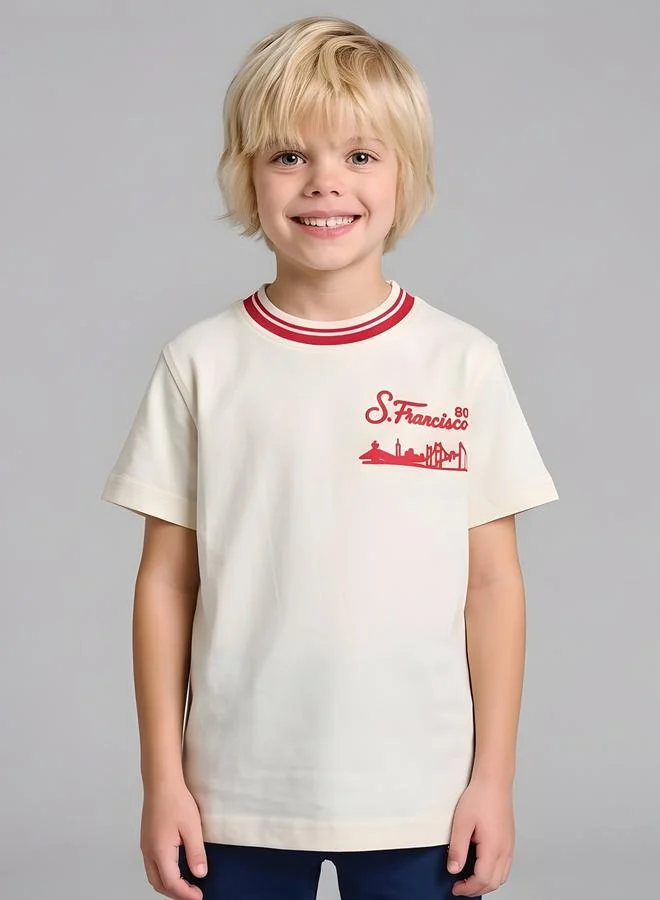 Take Two Boys Regular City T-Shirt with Contrast Tipped Rib By Juniorloom