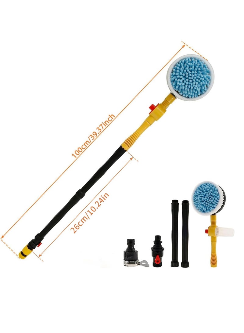 Auto rotary cleaning brush with soap dispenser and hose fitting  soft bristles for automotive  long handle rotary mop cleaning brush  water flow - Image 3