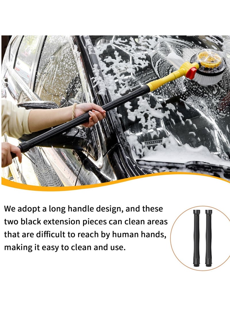Auto rotary cleaning brush with soap dispenser and hose fitting  soft bristles for automotive  long handle rotary mop cleaning brush  water flow - Image 4