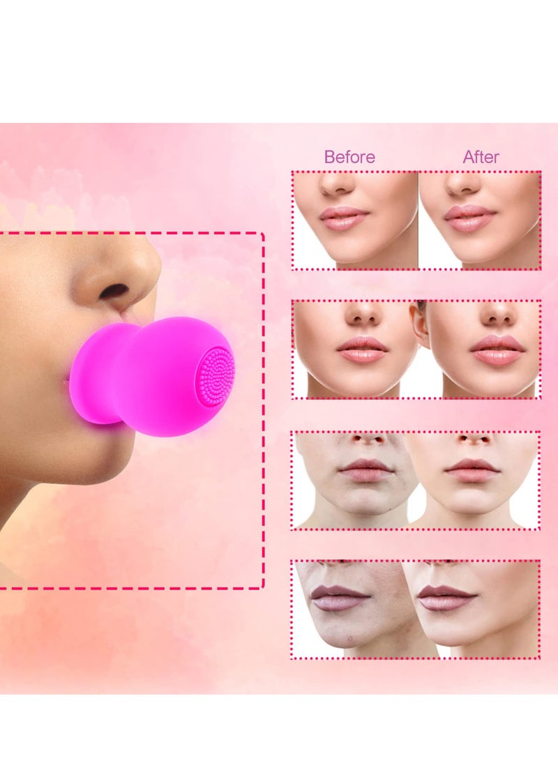 SYOSI Soft Silicone Lip Plumper Device, Lip Makeup Lip Enhancement Device, Quickly Face Clean Massage Silicone Lip Pump With Brush (Pink) - Image 2