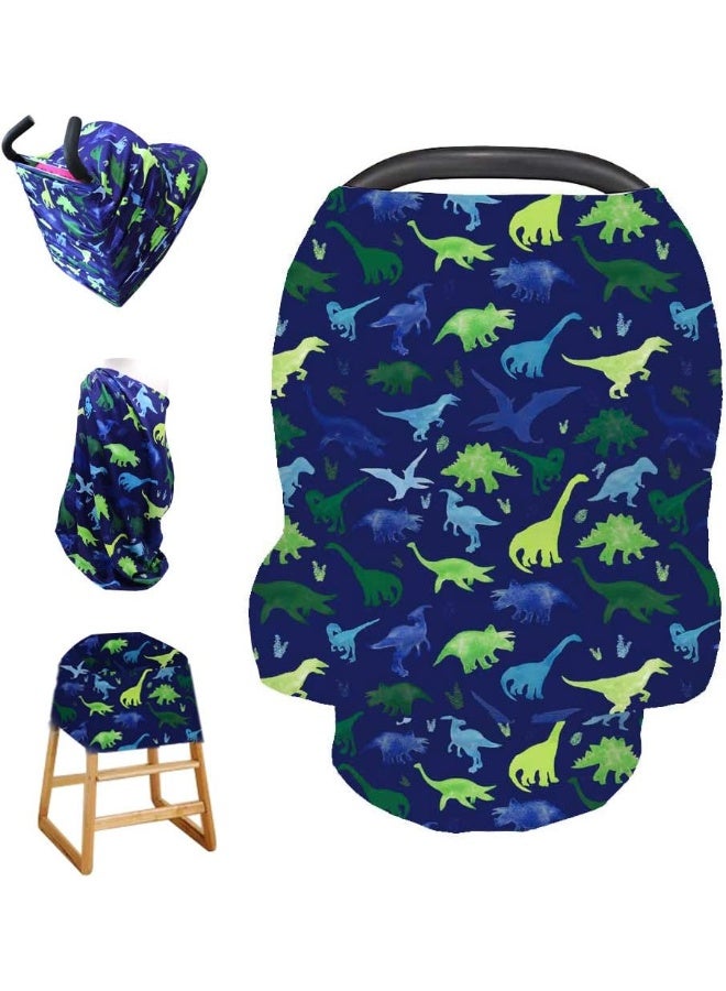 TANOFAR Stretchy Baby Carseat Cover with 4-in-1 Multi-use for Baby Carseat & Nursing/Versatile Breastfeeding Scarf & Stroller & Feeding high Chair Cover for Baby Boys by TIANNUOFA(Watercolor Dinosaur) - Image 1