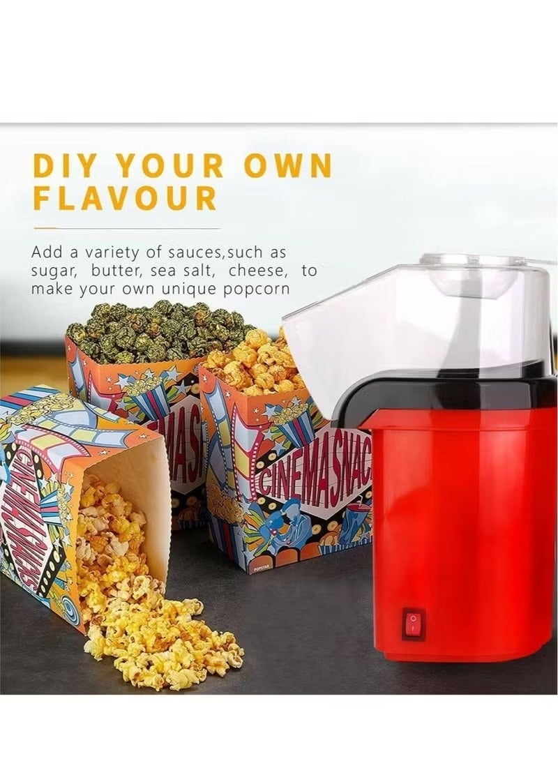 Electric Hot Air Popcorn Machine, Oil-Free, Red - Image 3